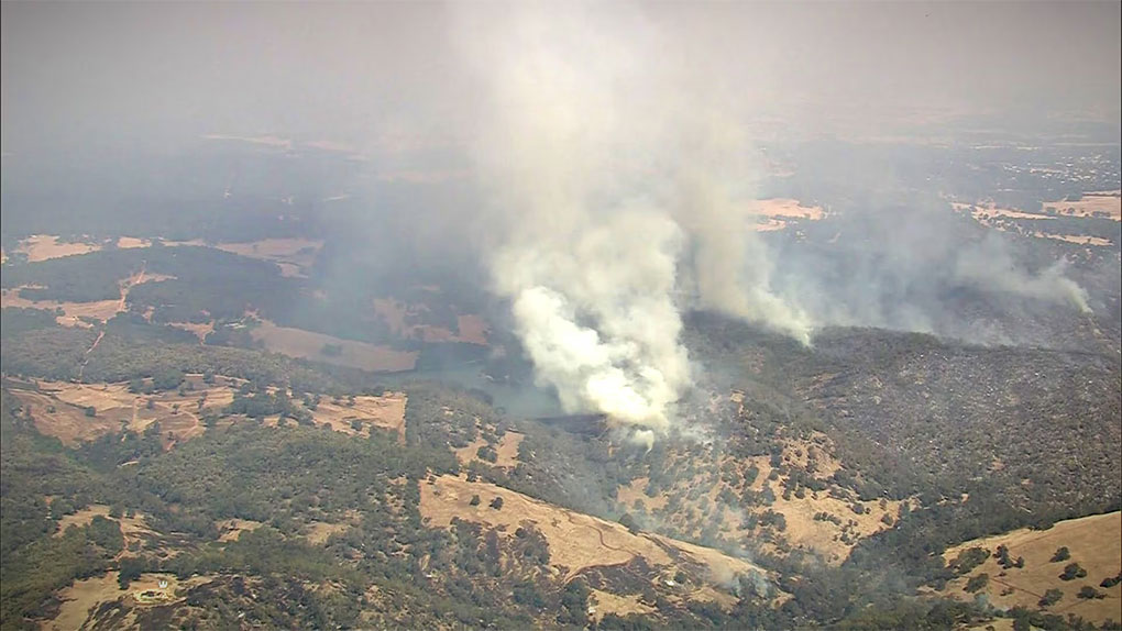 The bushfire has been burning near Nanga Brook since Saturday.(ABC News)