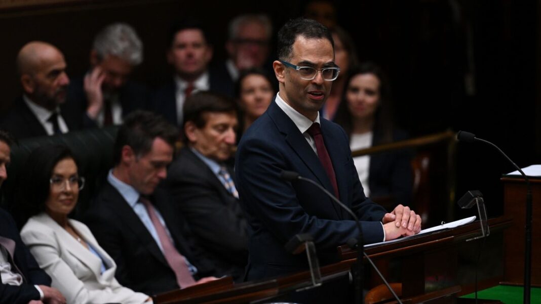 Treasurer Daniel Mookhey ﻿has delivered a restrained NSW budget today. (AAP )