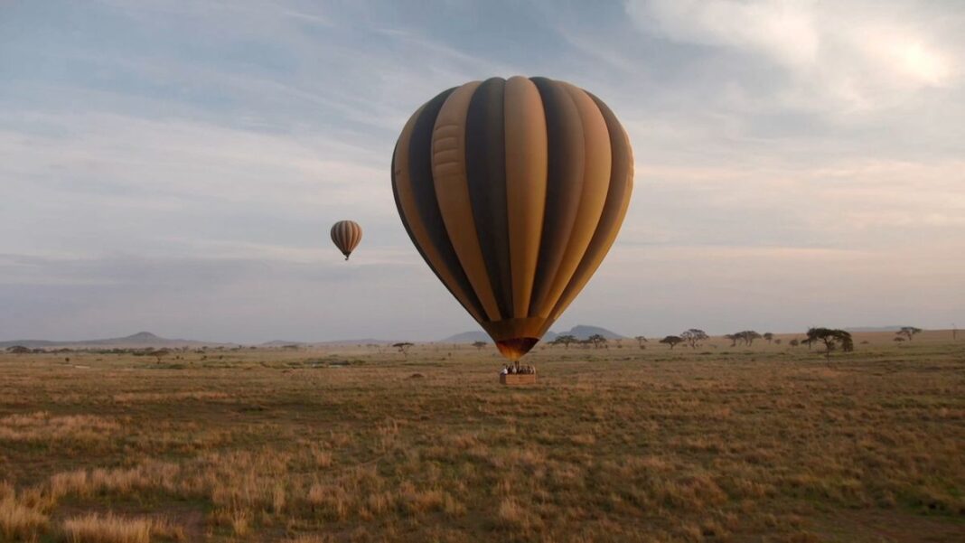 A generic image of a hot air balloon above a field. (Nine)