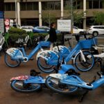 13.The new law aims to reduce the amount of e-bike clutter on streets across NSW. (Kate GeraghtySMH)