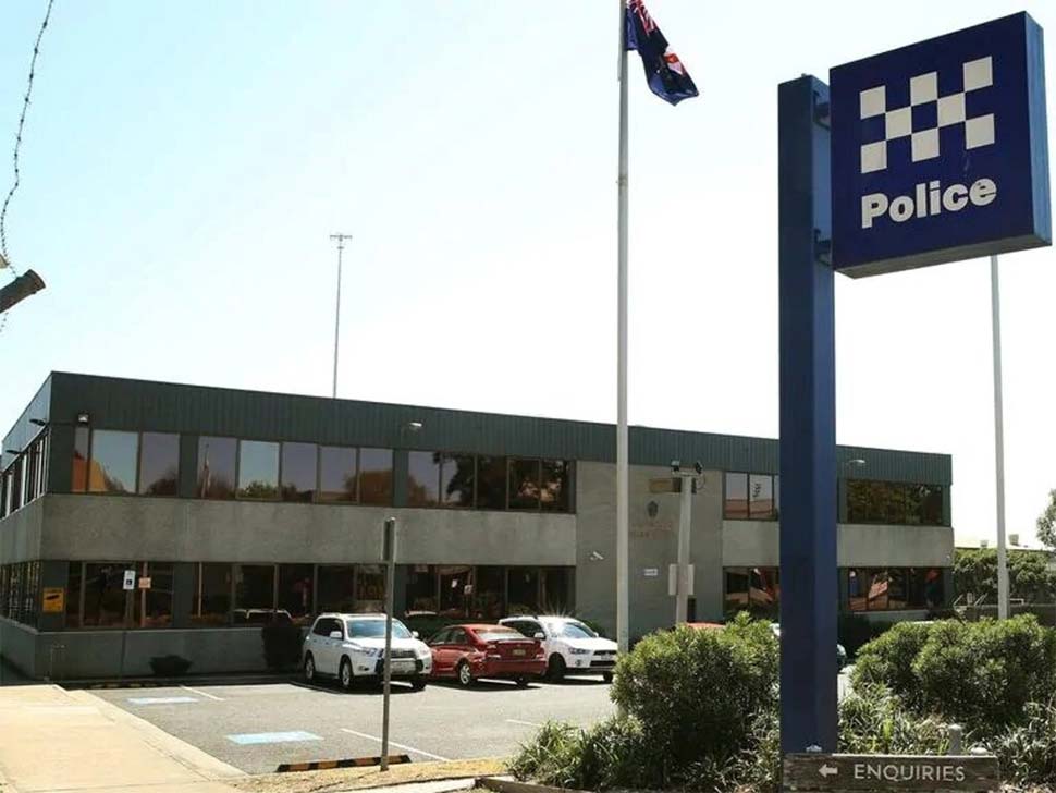 Campbelltown Police Station is directly opposite a service station which was allegedly robbed at knifepoint on Saturday.Source:Supplied