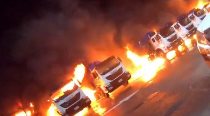 쓰레기 수거 트럭 화재로, 수거 지연 Tens of thousands of rubbish bins across Sydney may be left full at the kerb after a fire broke out at a recycling plant, damaging garbage trucks. (9News)