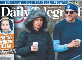 글래디스 베레지클리안 NSW 주 총리 마스크 미착용 발견 NSW Premier Gladys Berejiklian on the front page of The Daily Telegraph.SourceThe Daily Telegraph