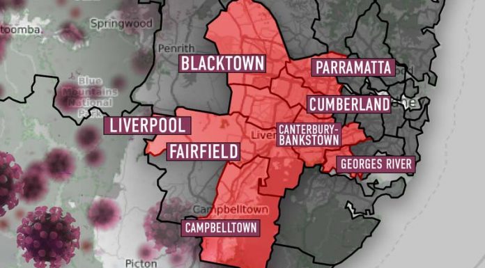 하우스 파티를 중재 시키려 출동한 경찰 공격한 남성 5명 체포 The Blacktown local government area is one of eight subject to Sydney's toughest COVID-19 lockdown restrictions. (Graphic Tara Blancato)