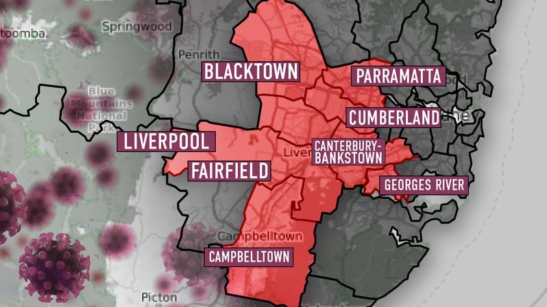 The Blacktown local government area is one of eight subject to Sydney's toughest COVID-19 lockdown restrictions. (Graphic Tara Blancato)