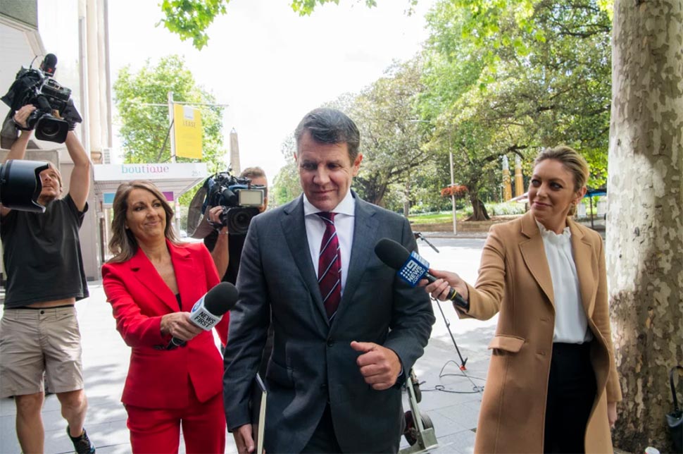 Former NSW premier Mike Baird arriving at ICAC to give evidence in a corruption inquiry investigating the conduct of former premier Gladys Berejiklian during her secret relationship with disgraced former MP Daryl Maguire.CREDITLOUISE KENNERLEY
