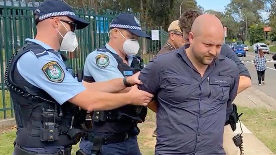 A man has been arrested following a protest at Cranebrook High School. Picture Facebook via NCA NewsWire
