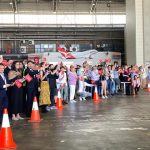 The A380 was given a warm welcome when it landed in Sydney.(ABC News Alison Xiao)