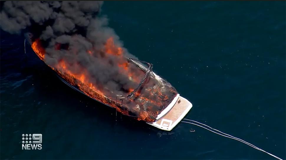 A man has made a remarkable escape as his boat went up in flames in Sydney's south. (Nine)