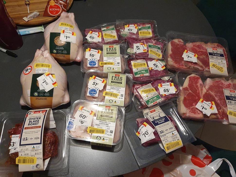 The Coles shopper shared this photo of her markdown haul. Credit Markdown Addicts AustraliaFacebook