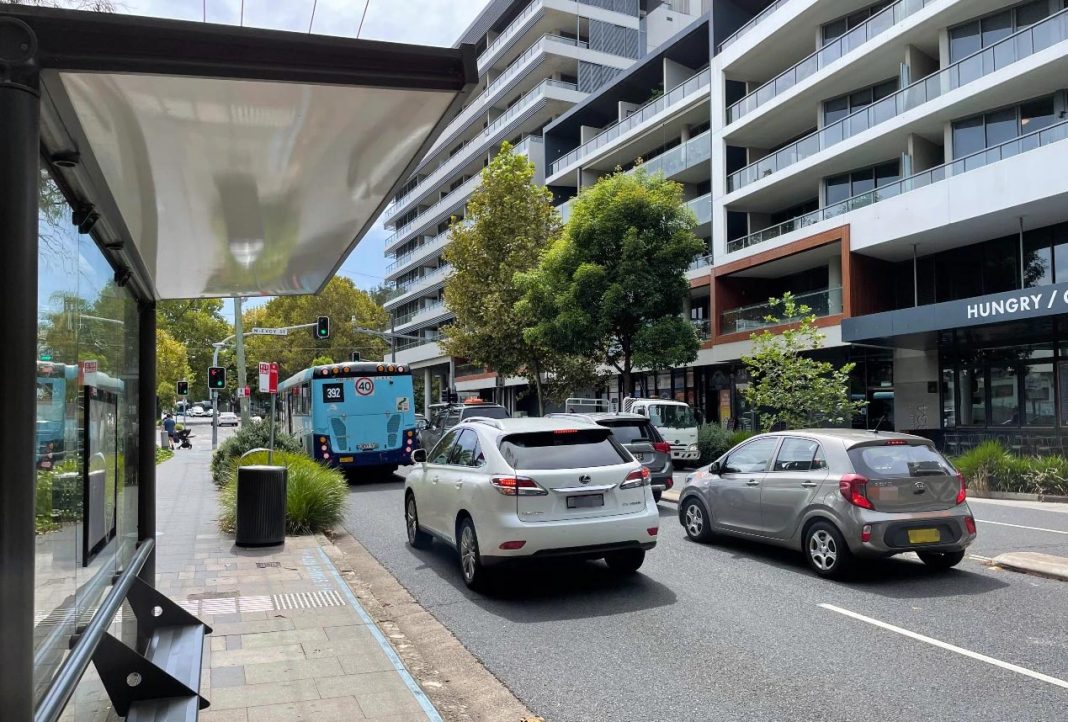 It's alleged a man waiting at this bus stop in Waterloo was hit with eggs in the eye and chest. (ABC News Mark Reddie)