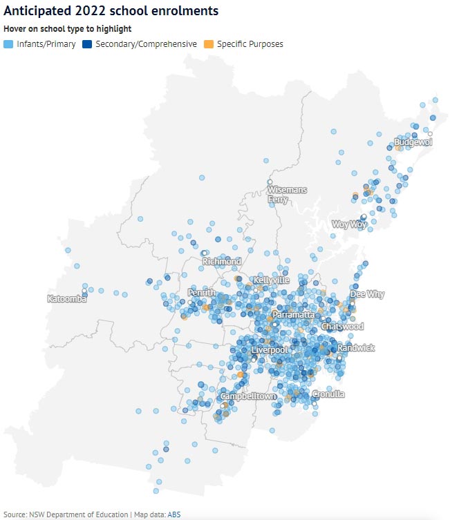 Source NSW Department of Education  Map data ABS