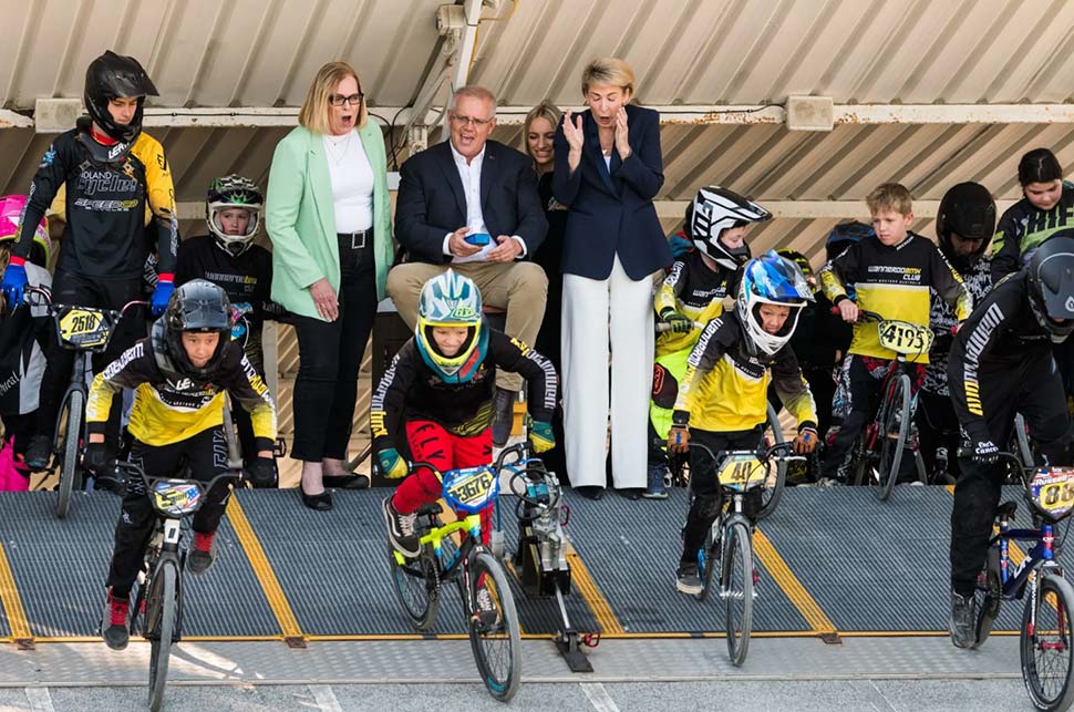 In just four weeks, Prime Minister Scott Morrison has promised more than $23.3 billion worth of projects, including funding for the Wanneroo BMX club.CREDITJAMES BRICKWOOD