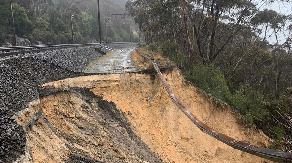 A landslide has stopped trains in the NSW Blue Mountains. (Facebook)