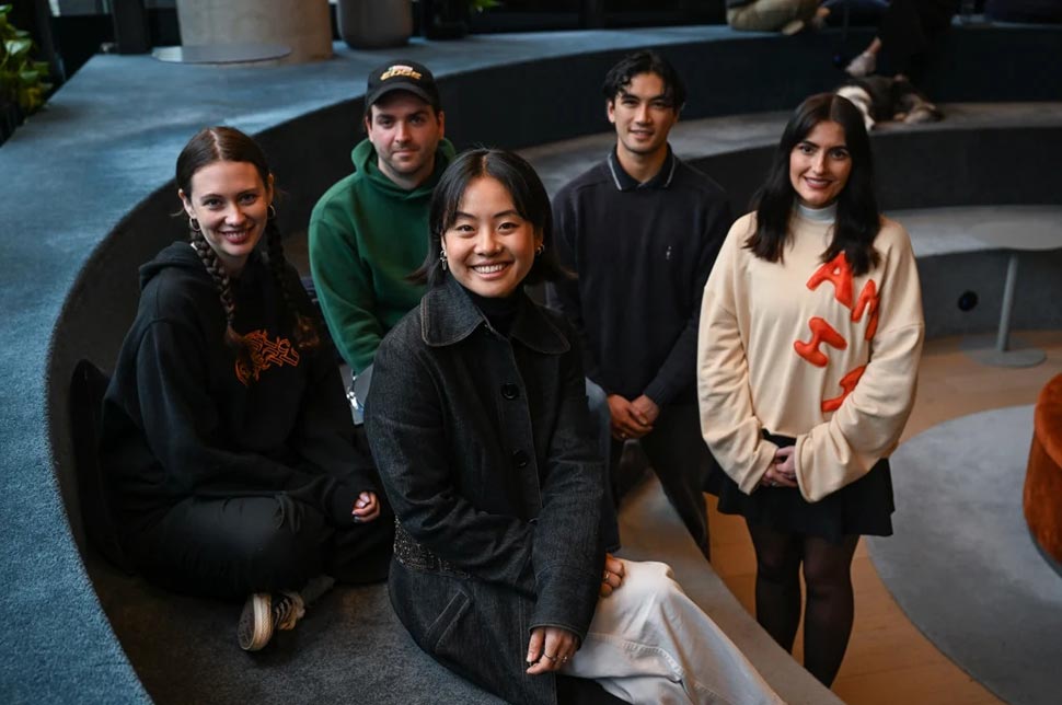 Melbourne millennials Shelby Hobbs, Shaun Ponton, Yui Huo, Josh Segal and Liana Dowie say their generation is more prepared to take risks.CREDITJOE ARMAO