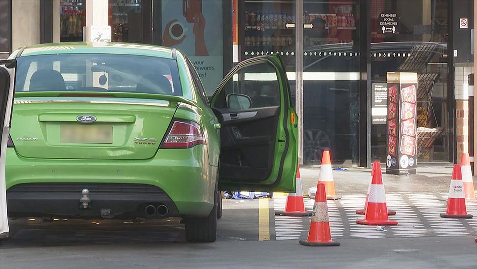 The Ford Falcon was found at a service station in Croydon. (9News)