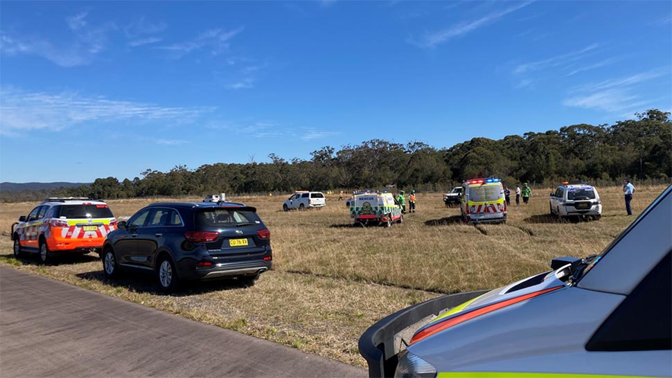 A man has walked away with relatively minor injuries after a light plane has crashed at an airport on the NSW Central Coast. (NSW Ambulance)-