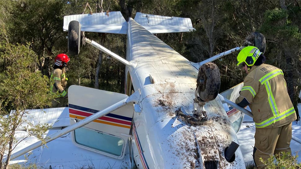 A man has walked away with relatively minor injuries after a light plane has crashed at an airport on the NSW Central Coast. (NSW Ambulance)