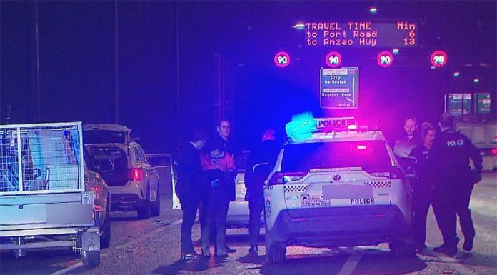 애들레이드 고속도로에서 엄마가 두 아이를 칼로 찔러 살해시도 A woman was arrested north of Adelaide after she allegedly stabbed her children at the roadside. (Nine)