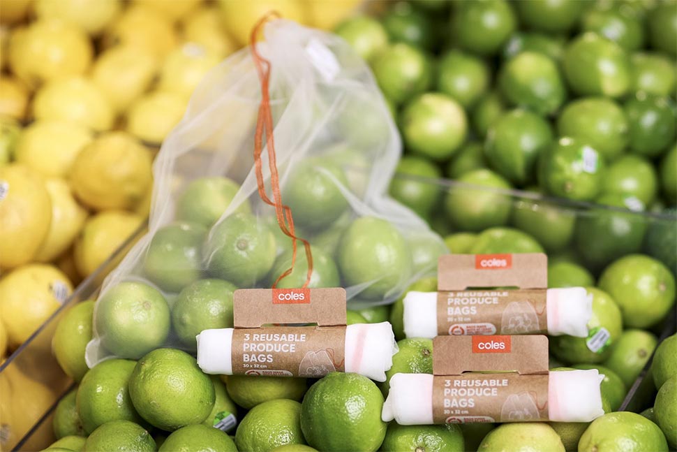 Coles is encouraging customers to use its reusable produce bags. (Coles)