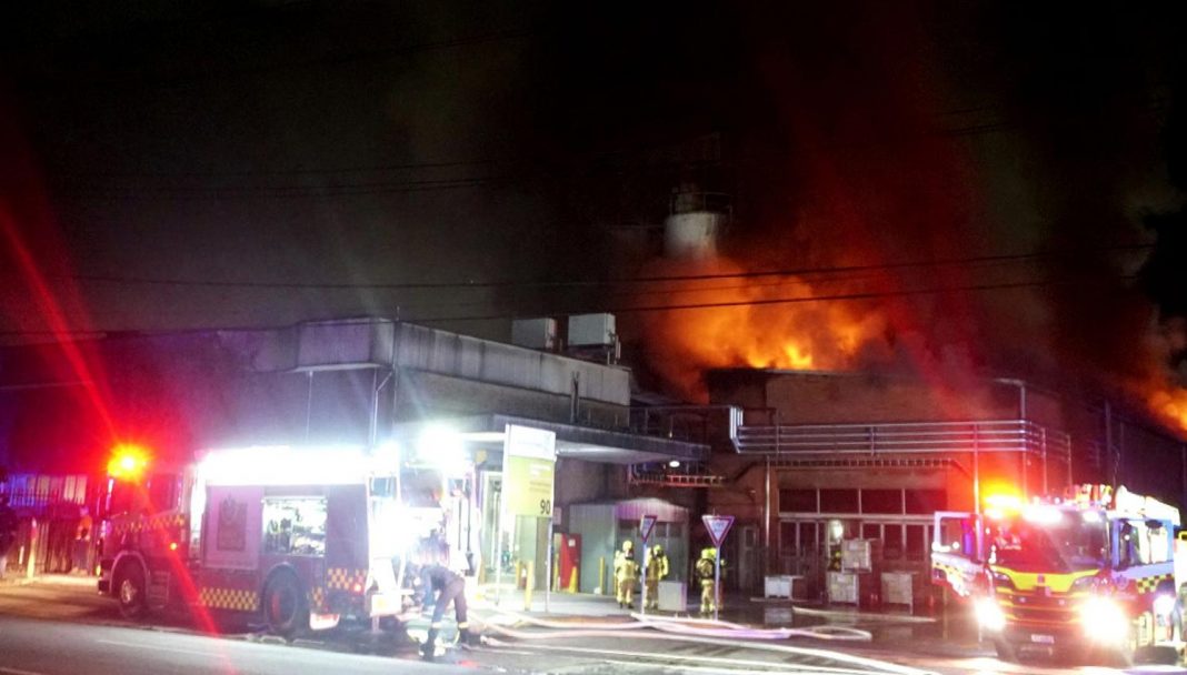 Fire engulfed the bakery in south-west Sydney last week. (9News)