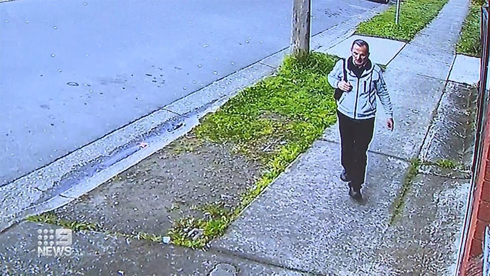Saad Maqdasi Hanna can be seen in CCTV video smoking a cigarette and waiting for a break in the traffic before trying to cross Sackville Street in Fairfield. (Nine)