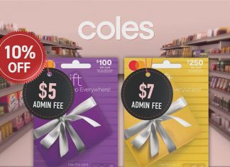 물가 상승 속에 콜스를 포함 대형 슈퍼마켓 기프트카드 할인 Although there is 10 per cent off the cards, an admin fee still applies. (9News)