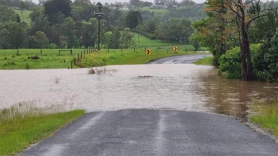 Water swallowed Boat Harbour Road in Lismore earlier this morning. (NSW SES Lismore City Unit)