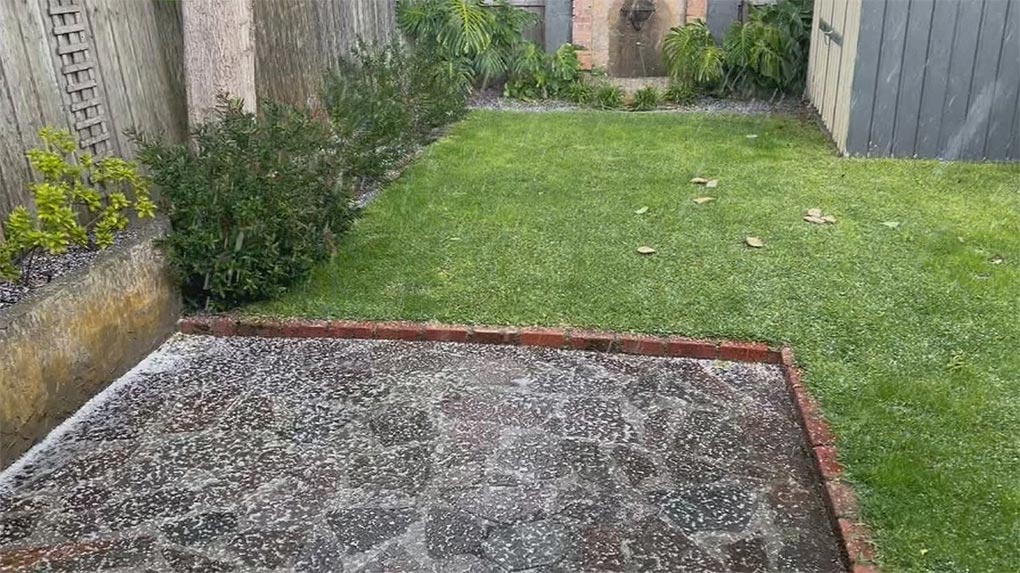 Hail fell in parts of Victoria. (Nine)
