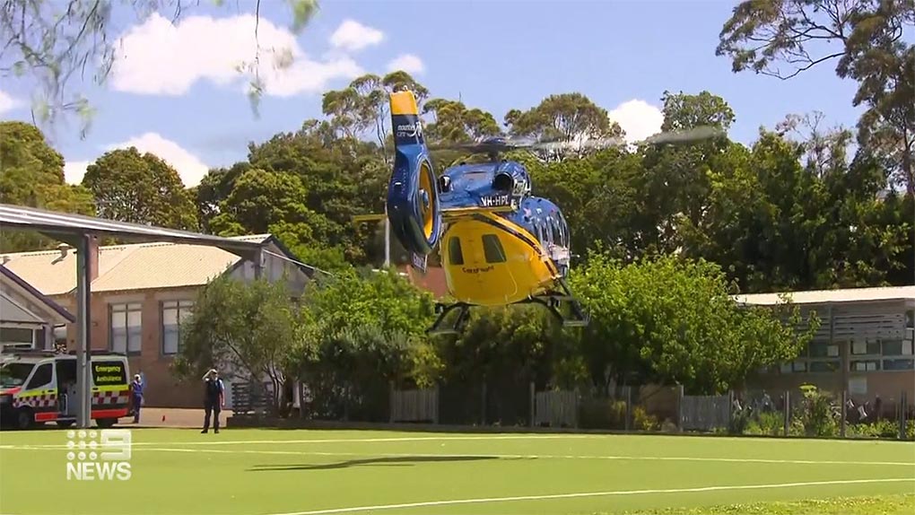The CareFlight helicopter was called to transport one of the children to hospital. (Nine)