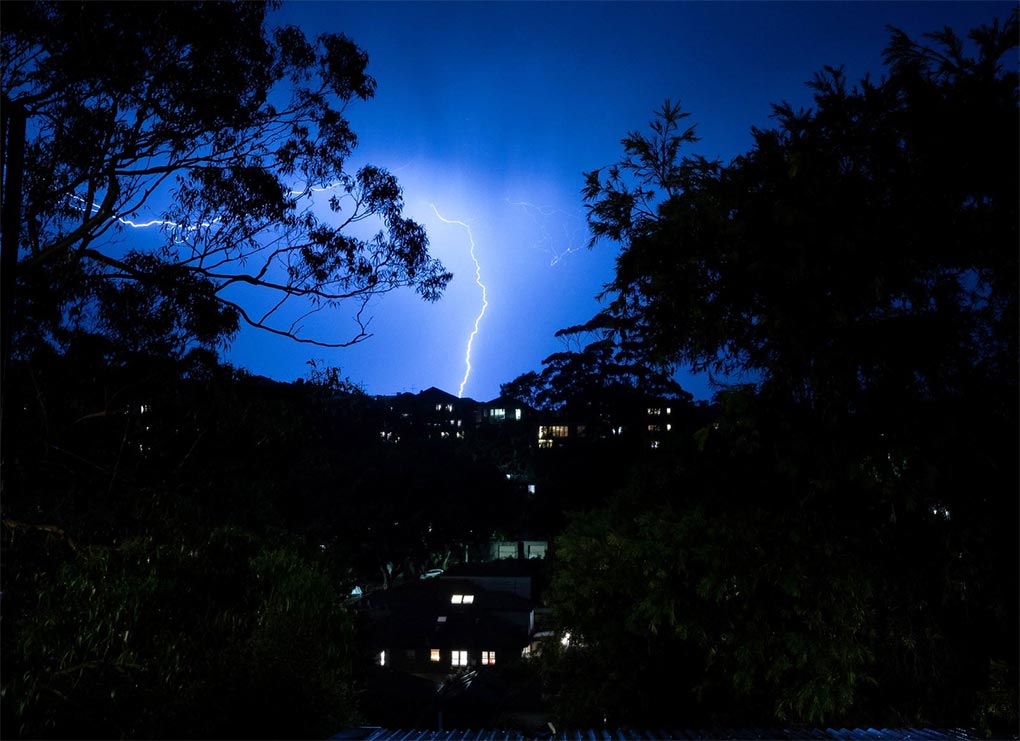 The electrical storm rolling through Coogee in Sydney. (Janie BarrettSydney Morning Herald)