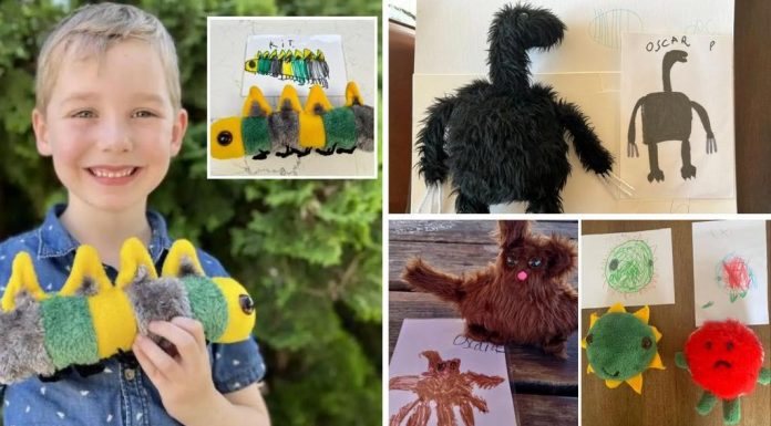멜버른, 아이들의 그림으로 만든 장난감 A Melbourne teacher thrilled her students by turning their drawings into plush toys. Picture Supplied
