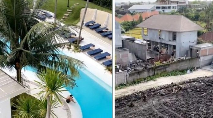 관광객을 통해 알려진 충격적인 현재 발리 상황 A tourist filmed two different views from her balcony in Bali. Picture TikTok@luna_maryse