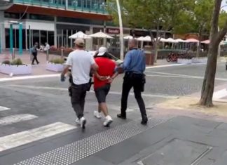 멜버른 한 남성, 유아가 있는 차량 절도 Police arrested the men outside a Frankston Shopping Centre. (Victoria Police)