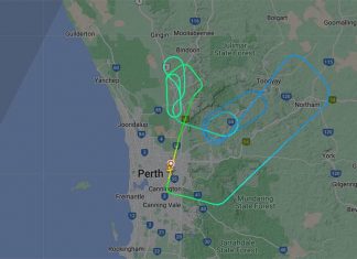 칼굴리행 콴타스 항공기, 기술적인 문제로 퍼스로 회항 Qantas flight QF1608 to Kalgoorlie was forced to divert back to Perth over technical issues on Tuesday, January 24, 2023 (Flightradar24)