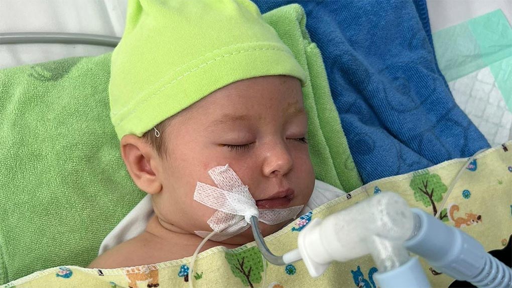 After a crowd funding page was set up for Lucky, ﻿the baby was medically evacuated to Australia on a flight equipped with a mobile intensive care unit. (Supplied)