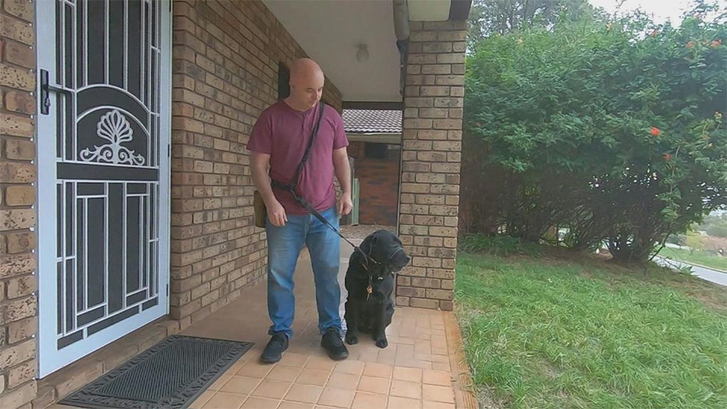 David Pearce and his English Labrador, Gunner, were denied entry to a Chinese restaurant Juicy Bao Bao on Friday.﻿ (Nine)