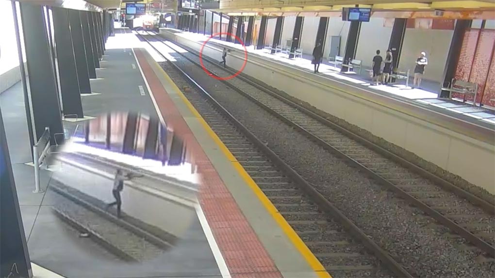 Footage of 'near-misses' on Adelaide's train network has been released by the SA Govt. (Nine)