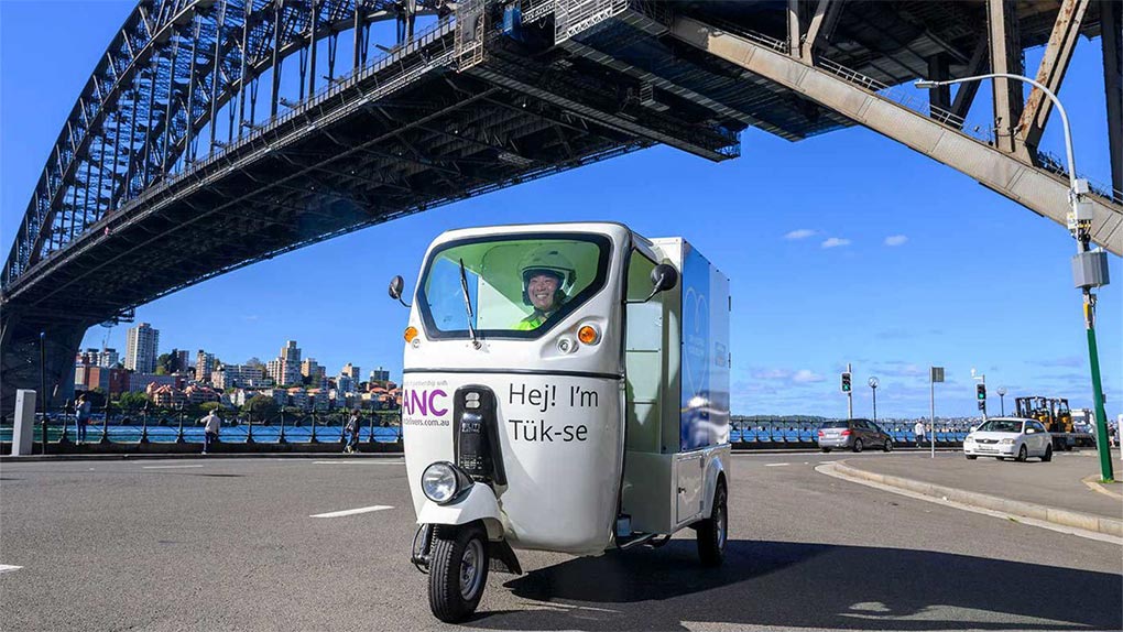 The tuk tuks will be delivering to much of Sydney, but won't be crossing the Harbour Bridge. (IKEA)