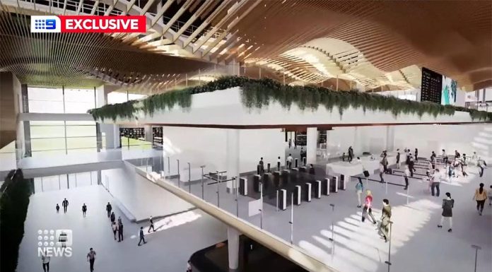 웨스턴 시드니 공항, 24시간 비행 경로 강한 우려 An artist's impression of the terminal (Nine)