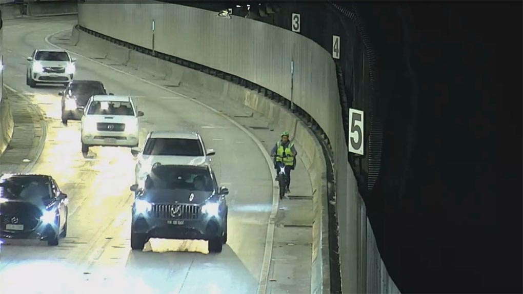 An increase in cyclists illegally using motorways and tunnels ﻿has prompted warnings from traffic authorities. More than 120 cyclists rode through ﻿Sydney tunnels and motorways between January and July this year, in comp