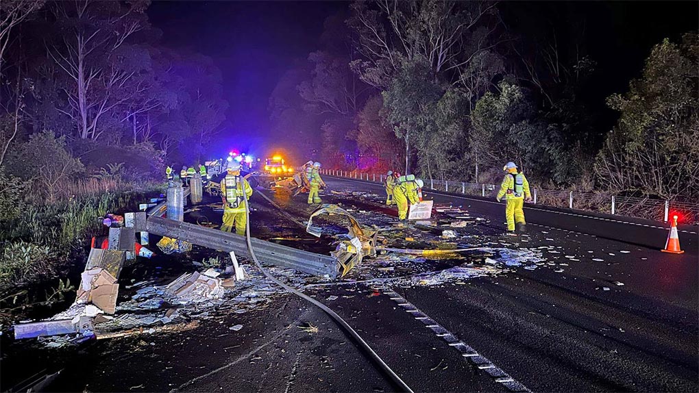 Fire crews were on the scene late on Monday. (Tuggerah Rural Fire Brigade - NSW RFSFacebook)