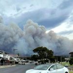 There are concerns an incoming southerly front could make containing the Bega Valley bushfire difficult. (Nine)