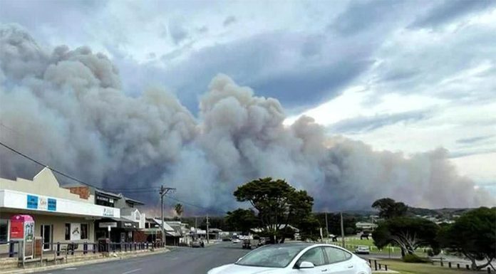 블랙 서머 화재 이후, NSW 지역, 통제 불능 산불에 대한 긴급 경보 발령 There are concerns an incoming southerly front could make containing the Bega Valley bushfire difficult. (Nine)