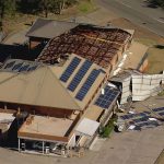 A roof blown off a local shopping village at Bringelly. (9News)