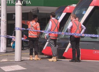 시드니 트램, 긴급 전선 수리로 운영 중단후, 정상 운행 The L2 Randwick and L3 Kingsford line services have been suspended after the wires fell on Rawson Place at Haymarket. (Nine)