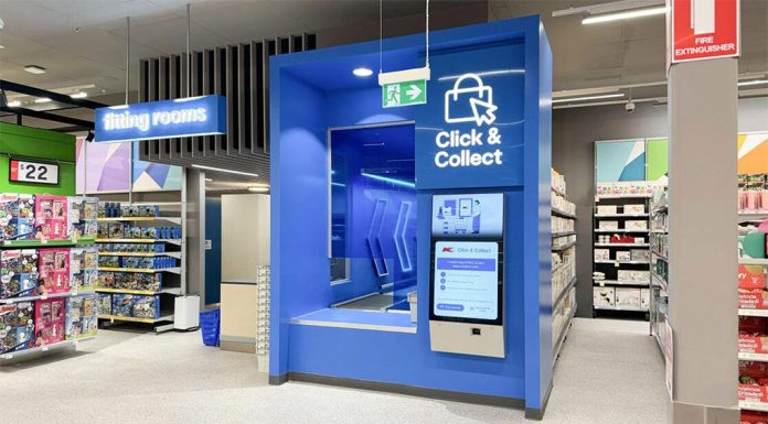 멜번 Kmart, ‘클릭 앤 콜렉트’ 셀프 서비스 기계 시험 운영 The new 'Click and Collect' kiosk now operating at the Eastland store. (Kmart Australia)