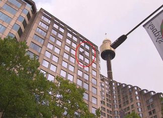 시드니 쉐라톤, 12층에서 무슨 일이? The man was staying on the 12th floor of the luxury hotel. (9News)
