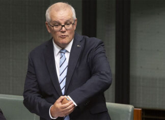 스콧 모리슨 전 총리의 선거구 4월에 보궐 선거 실시 Scott Morrison delivers his final speech to parliament on February 27. (Alex EllinghausenSMH)