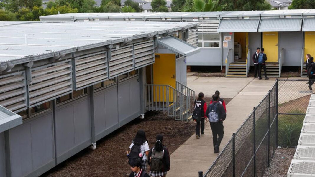 There are more than 5000 demountable classrooms in NSW public schools. (Edwina Pickles) (Nine)